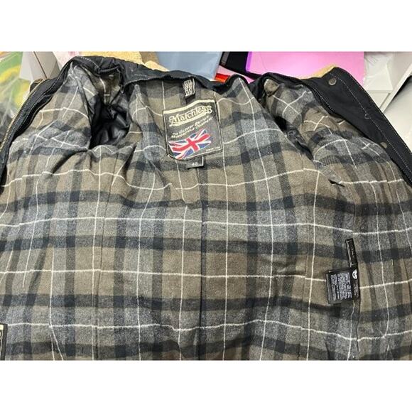 MATCHLESS London Sz 40 XS S Black Waxed Shearling Trim Lined Jacket Coat Sheffie - Picture 8 of 16